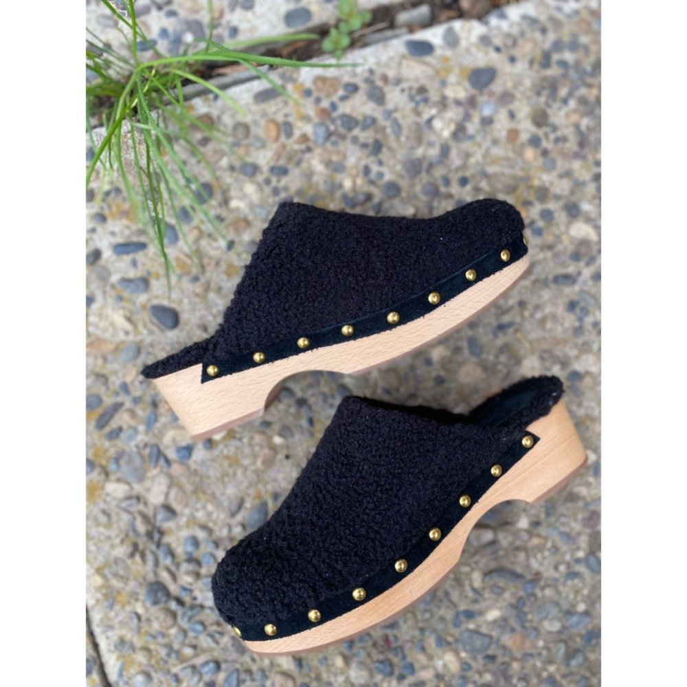 J. Crew Black Sherpa Clog